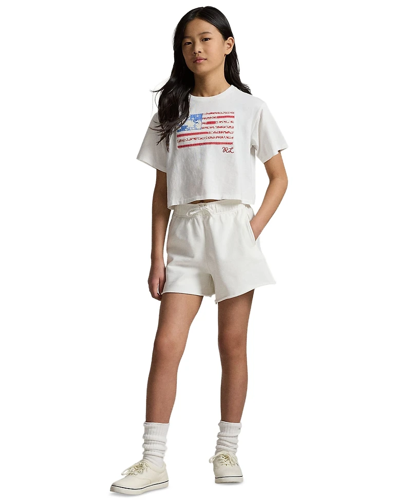 Polo Ralph Lauren Girls' 7-16 Floral Flag Crewneck Jersey Boxy T-Shirt
