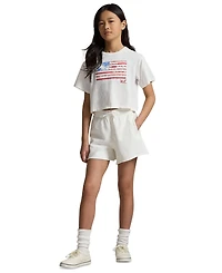Polo Ralph Lauren Girls' 7-16 Floral Flag Crewneck Jersey Boxy T-Shirt