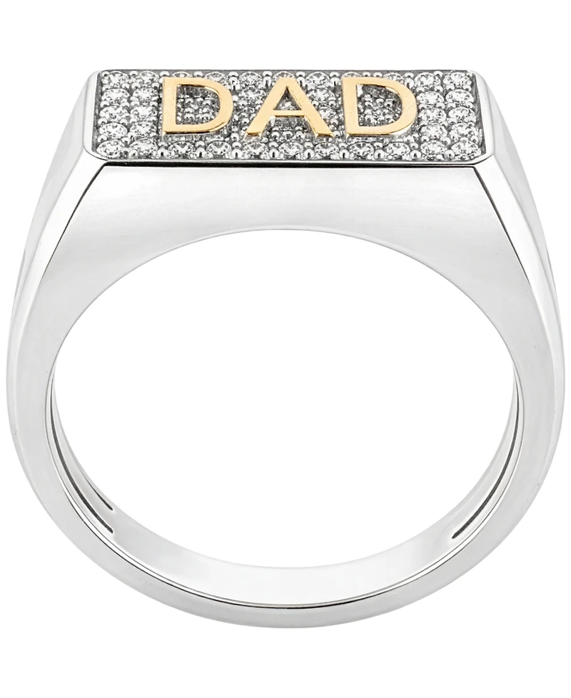 Macy's Men's Diamond (1/5 ct. t.w.) Dad Band Ring in 14k Gold Plated Sterling Silver