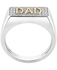 Macy's Men's Diamond (1/5 ct. t.w.) Dad Band Ring in 14k Gold Plated Sterling Silver