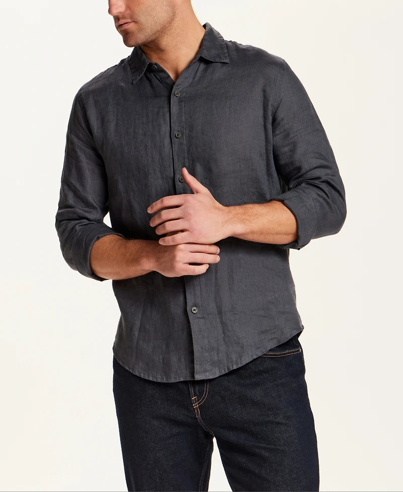 Vintage & Black Men's Long-Sleeve Linen Shirt