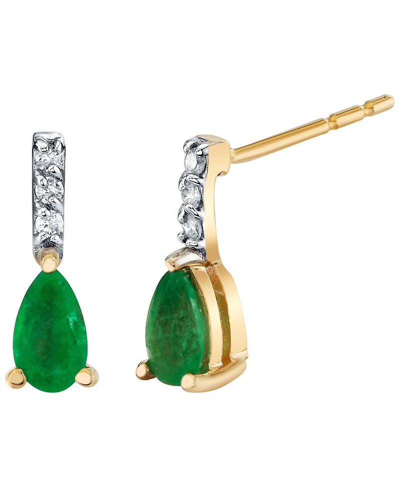 Macy's Emerald (1/2 ct. t.w.) and Diamond Accent Drop Earrings in 10k Yellow Gold