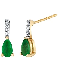 Macy's Emerald (1/2 ct. t.w.) and Diamond Accent Drop Earrings in 10k Yellow Gold