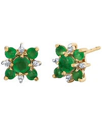 Macy's Emerald (7/12 ct. t.w.) and Diamond Accent Earrings in 10k Yellow Gold