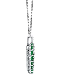 Macy's Emerald (1-3/8 ct. t.w.) & Diamond Accent Heart Pendant Necklace in Sterling Silver
