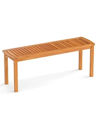 Sugift Set of 2 Acacia wood outdoor bench with slatted seat for garden