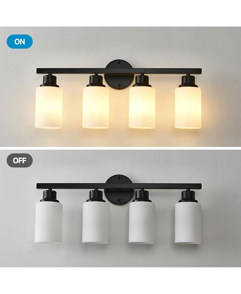 Busdays 4-Light Matte Wall Lamps with Glass Shades (No Bulbs) Sconce Lighting for Bedroom Living Room
