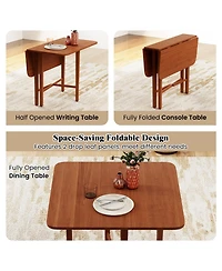 Sugift Foldable Dining Table for Two to Four with Solid Wood Legs