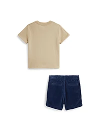 Polo Ralph Lauren Baby Boys' Madras-Logo T-Shirt and Corduroy Shorts, 2-Piece Set