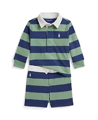 Polo Ralph Lauren Baby Boys' Striped Rugby Shirt and Shorts, 2-Piece Set