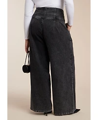 Eloquii Women's Corset Waist Wide Leg Jean