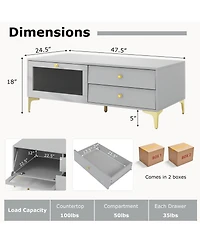 Sugift Tv Stand with Storage Compartments and Drawers for 55 in TVs