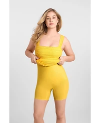 S3 Apparel Women's Draped Mesh Sculpting Midi Dress with Built-In Shapewear