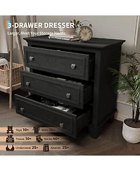 gaomon 3 Drawer Dresser, Wooden Storage Chest of Drawers with Exquisite Metal Handles, Small Cabinet, Modern Design