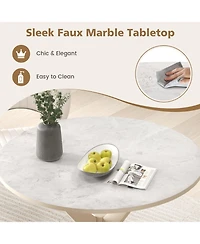 Sugift Mid Century Modern Kitchen Table with Faux Marble Top