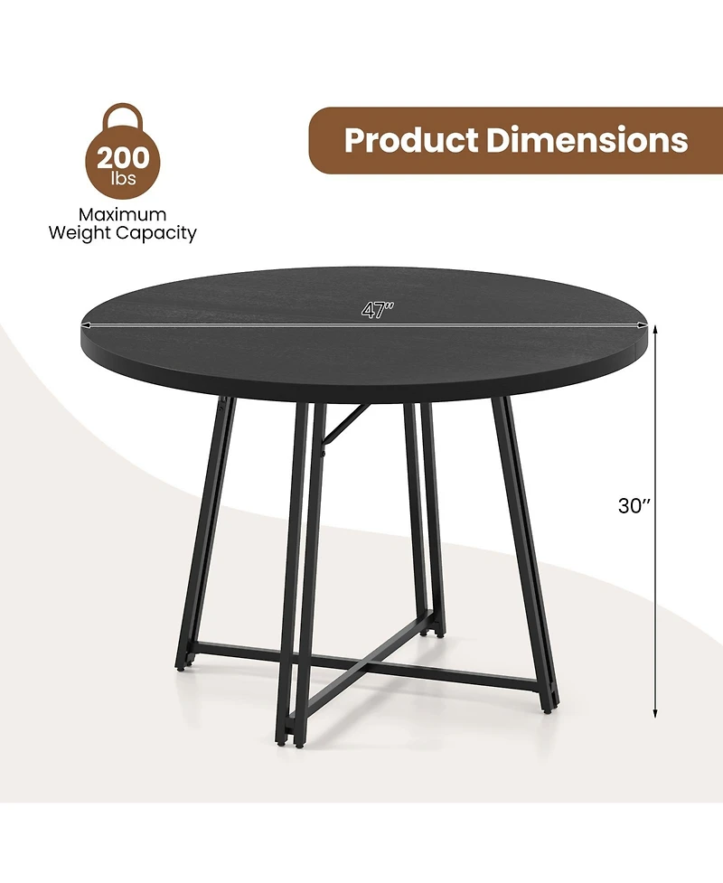 Sugift 47 in Round Dining Table for Four to Six with Cross Base
