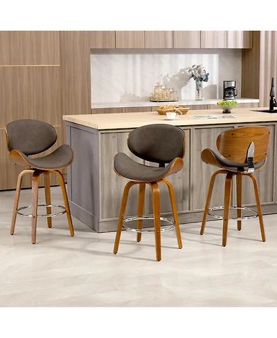 Dyhome Bar Stools Set of 3, 28 Inches Modern Counter Height with High Back Metal Legs, Upholstered Tall Barstools for Kitchen Island, Cafe,