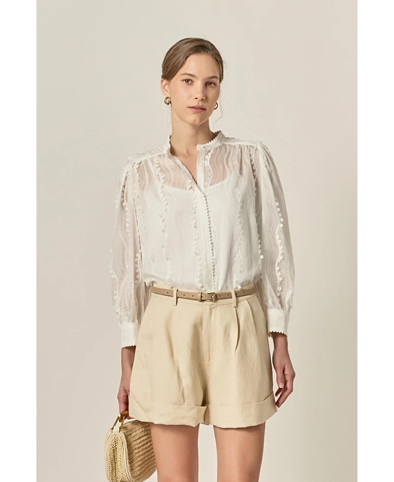 English Factory Women's Heart Trim Blouse