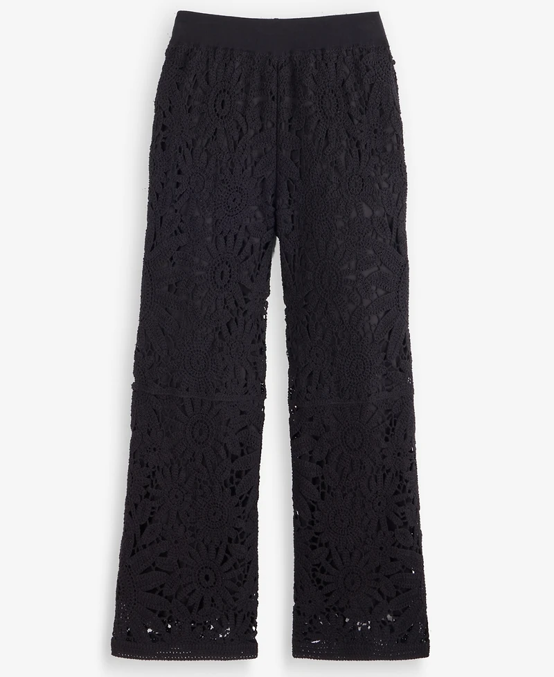 I.n.c. International Concepts Women's Cotton Crochet Wide-Leg Pants, Macy's Exclusive
