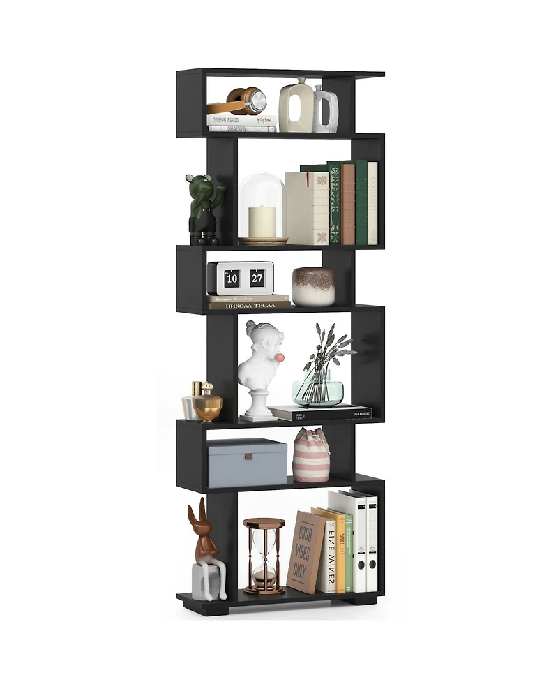 Slickblue Tall 6-Shelf Bookshelf with Anti-Tipping Hardware