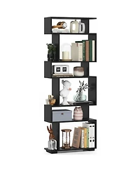 Slickblue Tall 6-Shelf Bookshelf with Anti-Tipping Hardware