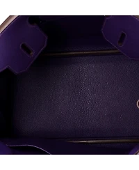 Pre-Owned HERMES Birkin 30 Handbag Purple Epsom with Palladium Hardware