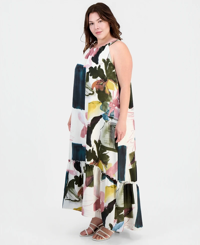 Sandra Darren Plus Printed Sleeveless Shift Dress