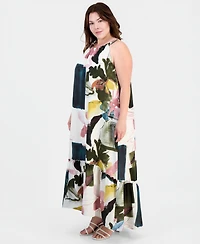 Sandra Darren Plus Printed Sleeveless Shift Dress