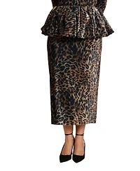 Eloquii Women's Leopard Velvet Bubble Peplum Skirt