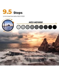 K&F Concept 58mm Nano-Xcel Series ND3-1000 1.5-10 Stop Multi-Coated Vnd Filter