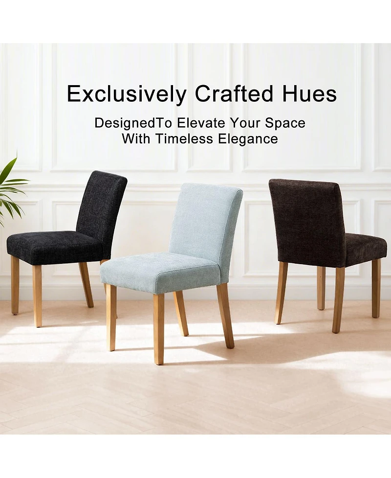 Maison Boucle Linen Upholstered Solid Wood Dining Chair, Set of 2