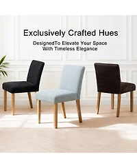 Maison Boucle Linen Upholstered Solid Wood Dining Chair, Set of 2