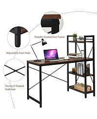 Sugift 47.5 Inch Writing Study Computer Desk with 4-Tier Shelves