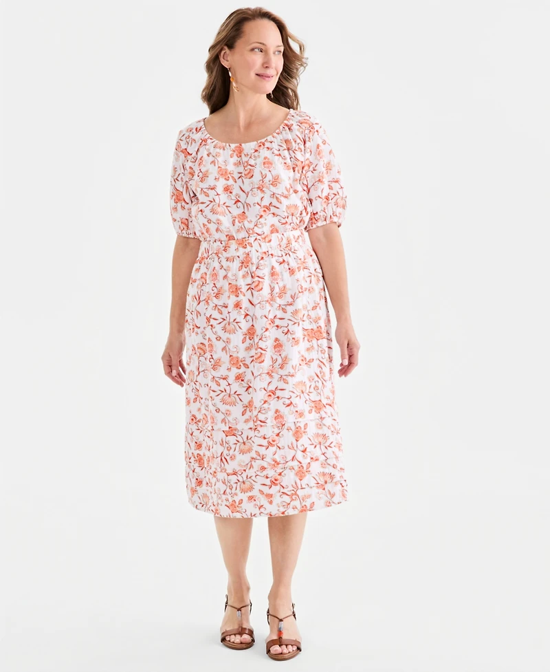 Style & Co Women's Printed Gauze Bubble Top, Macy's Exclusive