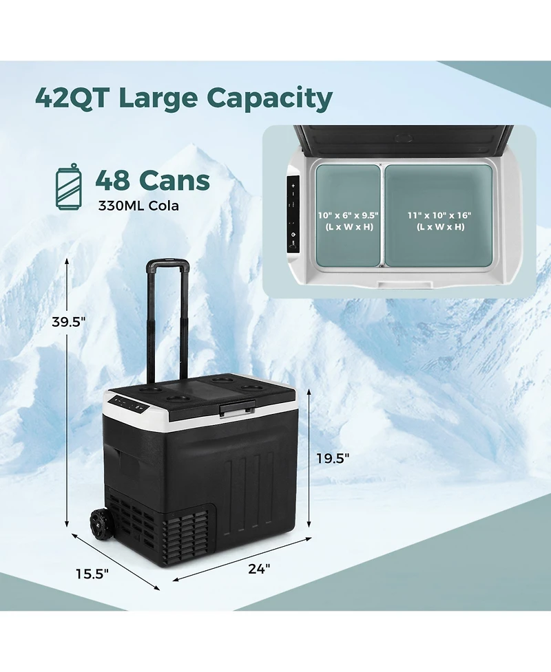 Sugift 12V Portable Car Refrigerator 42 Quart with Touch Panel