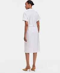I.n.c. International Concepts Women's Ruched-Waist Button-Front Midi Dress, Macy's Exclusive