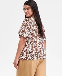 I.n.c. International Concepts Plus Printed Boat Neck Top, Macy's Exclusive