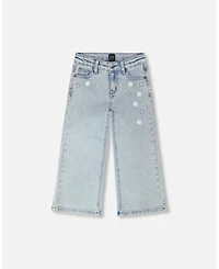 Deux par Deux Little Girls Wide Leg Light Denim Jeans