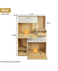 Zeus and Ruta Modern 2 In 1 Cat Furniture With Litter Box Enclosure Side Table and Storage in Natural