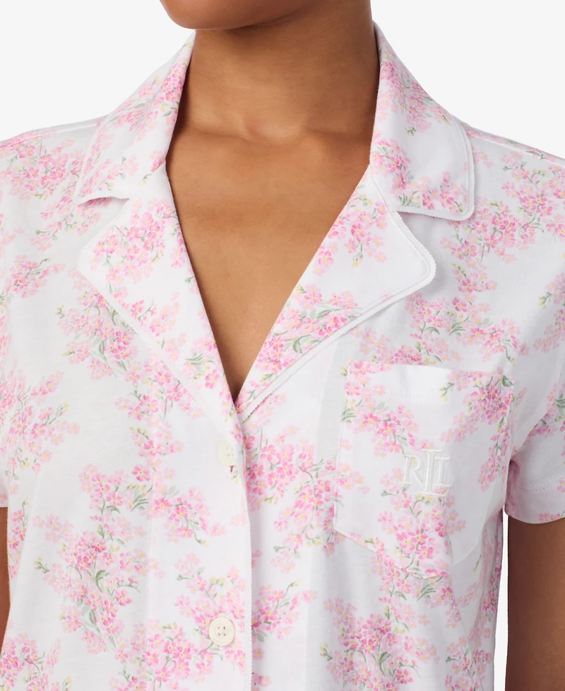 Lauren Ralph Women's Cropped Short Sleeve Pajama Set
