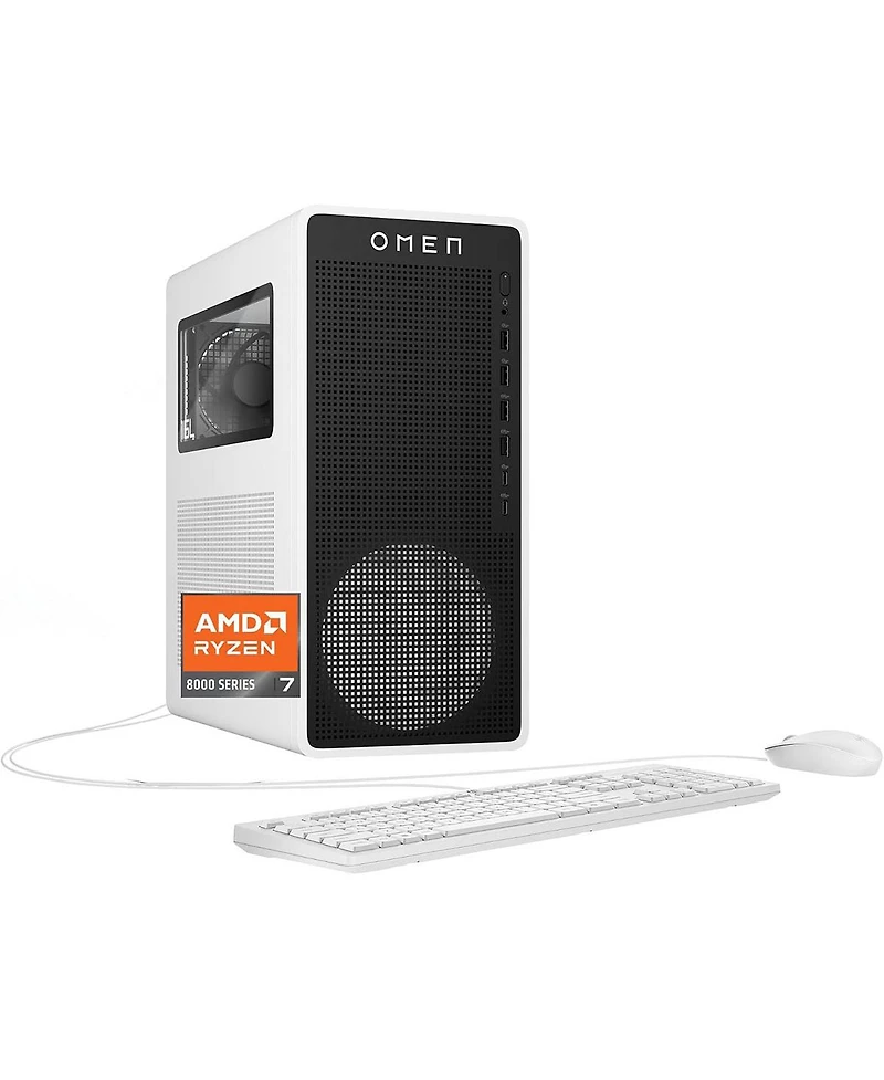 Hp Omen 16L TG03-0030 Gaming Desktop Computer, Amd Ryzen 7 8700G 4.2GHz, 32GB Ram, 1TB Ssd, Nvidia GeForce Rtx 5060 Ti 16GB, Windows 11 Home, Snow