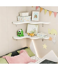Yigii Wavy Cloud Corner Shelves with Brackets for Home Decor