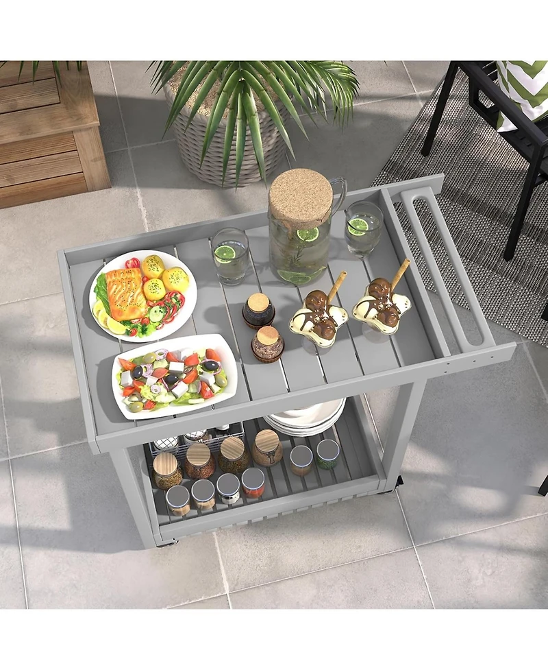 gaomon Utility Rolling Service Cart, 2-Tier Kitchen Food Cart for Home, Office, Warehouse, 500lb Capacity, Easy Maneuver