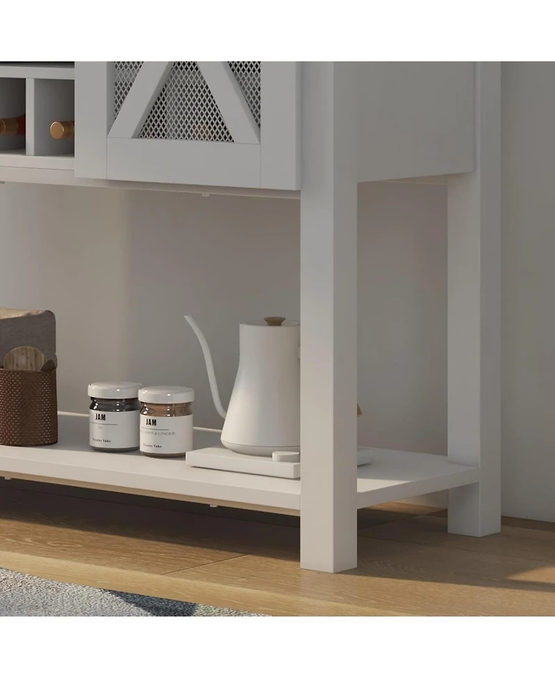 gaomon Farmhouse Coffee Bar Cabinet, Sliding Barn Door, Wine Storage, Stemware Rack, Buffets for Kitchen, Dining, Living Room