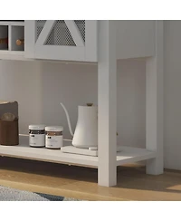 gaomon Farmhouse Coffee Bar Cabinet, Sliding Barn Door, Wine Storage, Stemware Rack, Buffets for Kitchen, Dining, Living Room