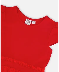 Deux par Deux Little and Big Girl Bi-Material Dress