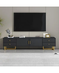 Rainsken Modern Media Console for TVs up to 75", Living Room Entertainment Center with 4 Drawers and 2 Storage Cabinets