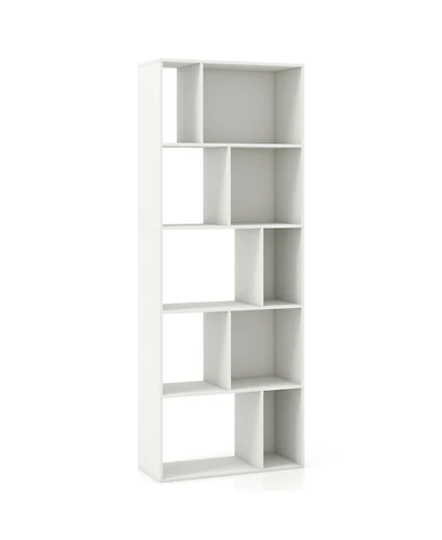 Slickblue 63 Inch 5-Tier Geometric 10-Cube Bookshelf Tall Bookcase