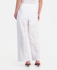 And Now This Petite Cotton Embroidered Eyelet Wide-Leg Pants, Macy's Exclusive