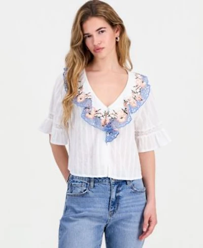 Now This Womens Cotton Embroidered Ruffled Top Macys Exclusive